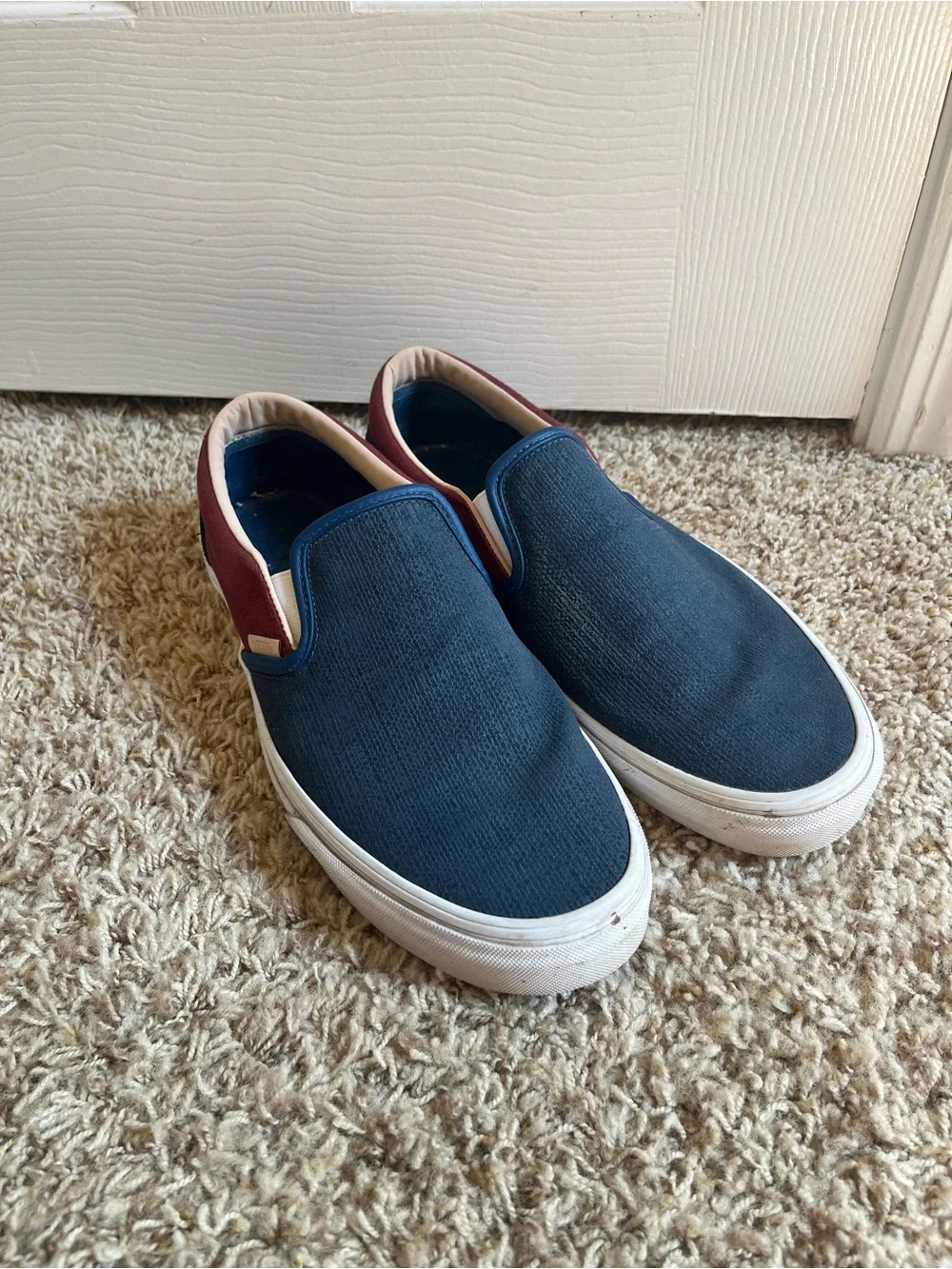 Vans Slip-On Loafers in Navy and Burgundy